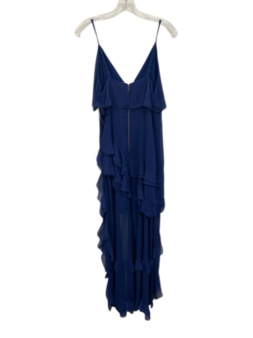 Alice & Olivia Size S Dark Blue Polyester Flounce High Low Asymmetric Maxi Dress Dark Blue / S