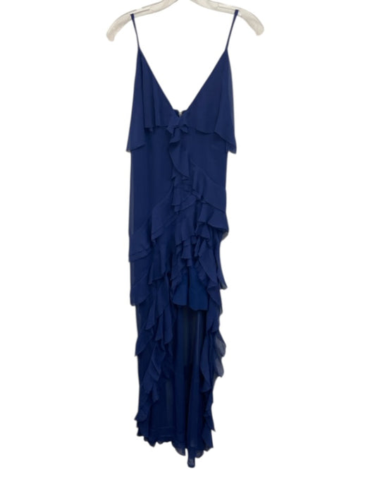 Alice & Olivia Size S Dark Blue Polyester Flounce High Low Asymmetric Maxi Dress Dark Blue / S