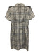 Burberry Size 6 Gray & White Cotton Blend Button Down Plaid Short Sleeve Dress Gray & White / 6