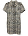 Burberry Size 6 Gray & White Cotton Blend Button Down Plaid Short Sleeve Dress Gray & White / 6