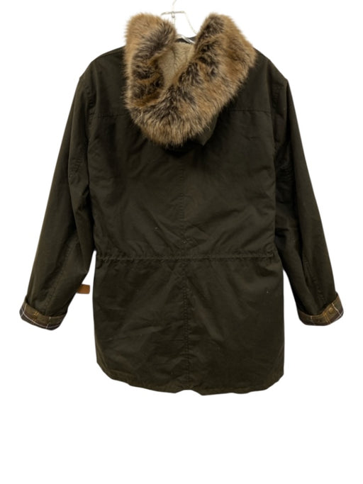 Barbour Size 16 Brown, Green, Blue Cotton Waxed Plaid Lining Hood Jacket Brown, Green, Blue / 16