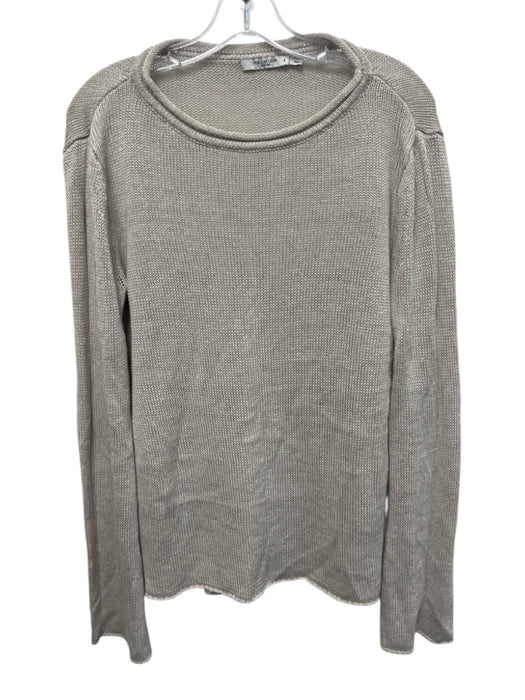 M.M. Lafleur Size S Beige Linen Split Hem roll neck Flare Sleeve Sweater Beige / S