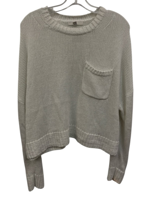 Banana Republic Size M White Cotton & Linen Ribbed Trim Pocket Boxy Sweater White / M