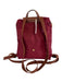 Longchamp wine red & brown Nylon Leather trim Zip Close Backpack Bag wine red & brown / S