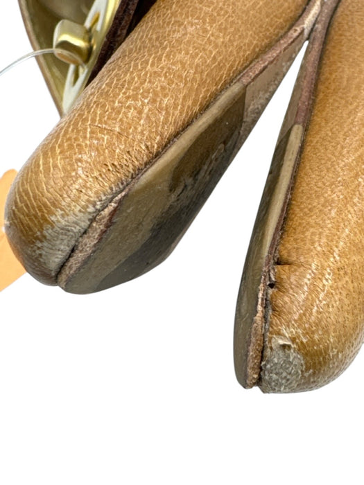 Coach Shoe Size 9 Tan Brown Leather Upper Turn Lock Stacked Heel Pumps Tan Brown / 9
