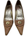 Coach Shoe Size 9 Tan Brown Leather Upper Turn Lock Stacked Heel Pumps Tan Brown / 9