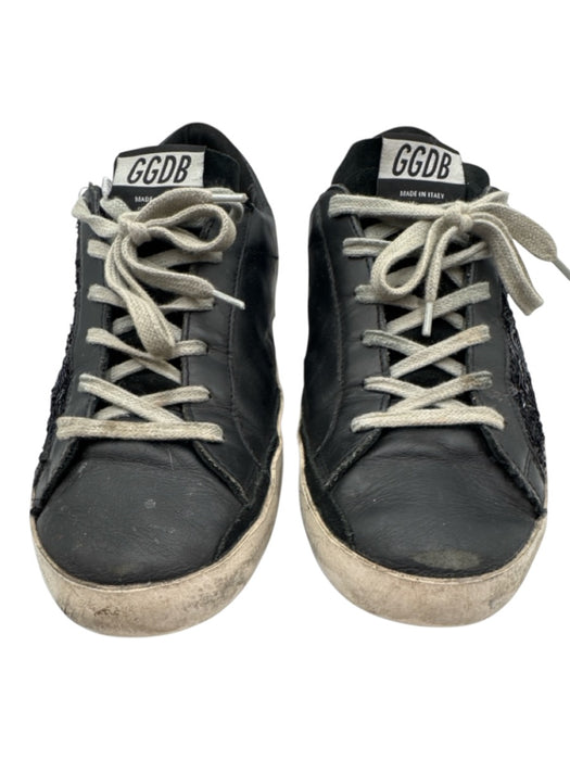 Golden Goose Shoe Size 40 Black Leather Lace Up Sneaker Sequin Sneakers Black / 40