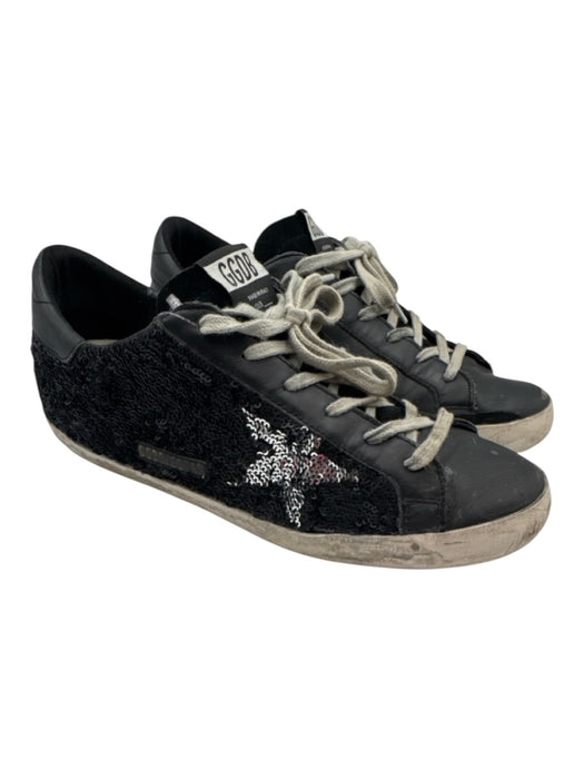Golden Goose Shoe Size 40 Black Leather Lace Up Sneaker Sequin Sneakers Black / 40