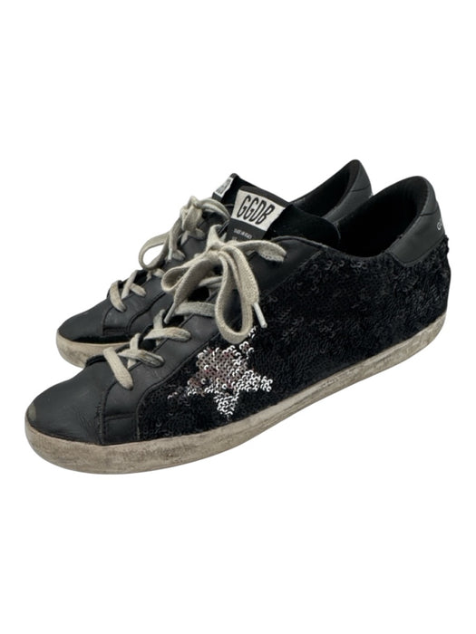 Golden Goose Shoe Size 40 Black Leather Lace Up Sneaker Sequin Sneakers Black / 40