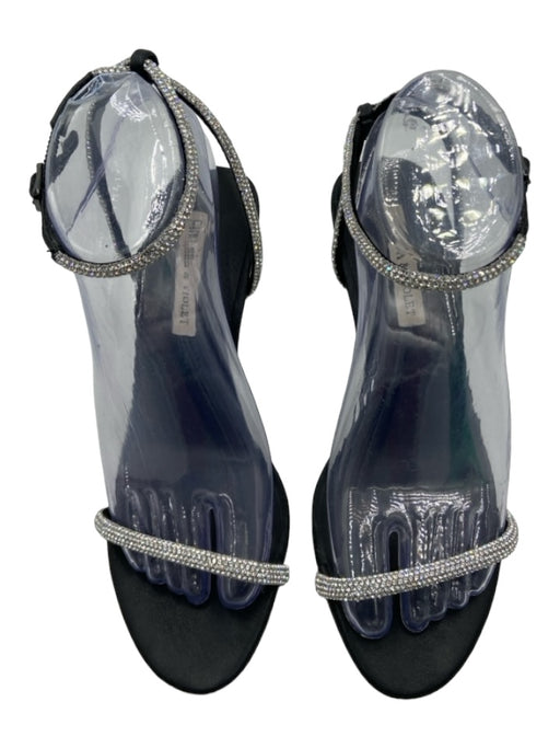 Chelsea & Violet Shoe Size 7 Black & Silver Leather open toe Ankle Strap Pumps Black & Silver / 7
