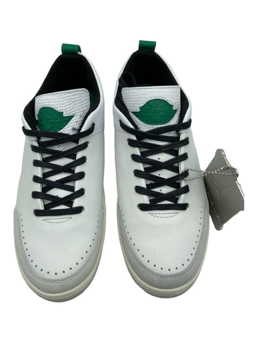 Nike Shoe Size 5.5 White & Green Leather Lace Up Low Top Suede Detail Sneakers White & Green / 5.5