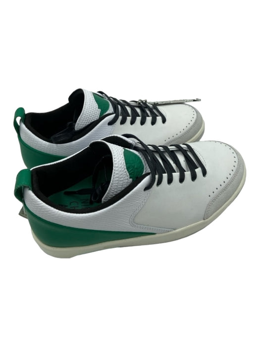 Nike Shoe Size 5.5 White & Green Leather Lace Up Low Top Suede Detail Sneakers White & Green / 5.5