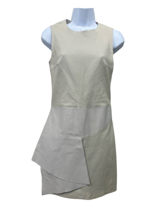 Neil Barrett Size Small Bone White Leather Sleeveless Paneled Asymetrical Dress Bone White / Small