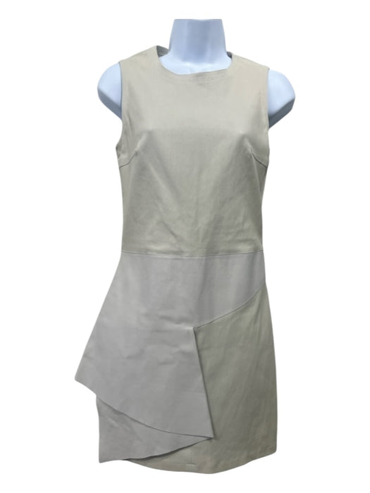 Neil Barrett Size Small Bone White Leather Sleeveless Paneled Asymetrical Dress Bone White / Small