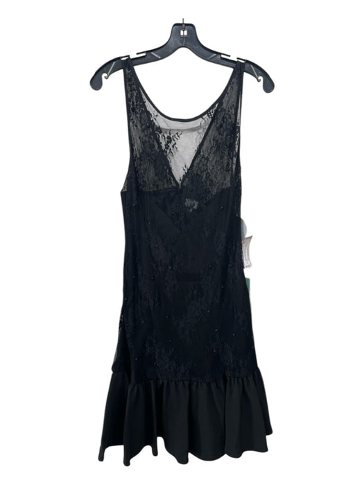 Pearl Georgina Chapman Size 10 Black Nylon Mesh Overlay Lace Slip Inc Dress Black / 10