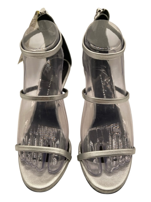 Guiseppe Zanotti Shoe Size 37 Silver Leather Metallic Ankle Round Toe Sandals Silver / 37
