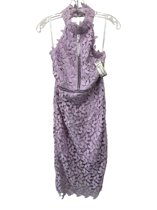 Bardot Size M Lavender Polyester Sleeveless Mock Neck Lace Overlay Dress Lavender / M