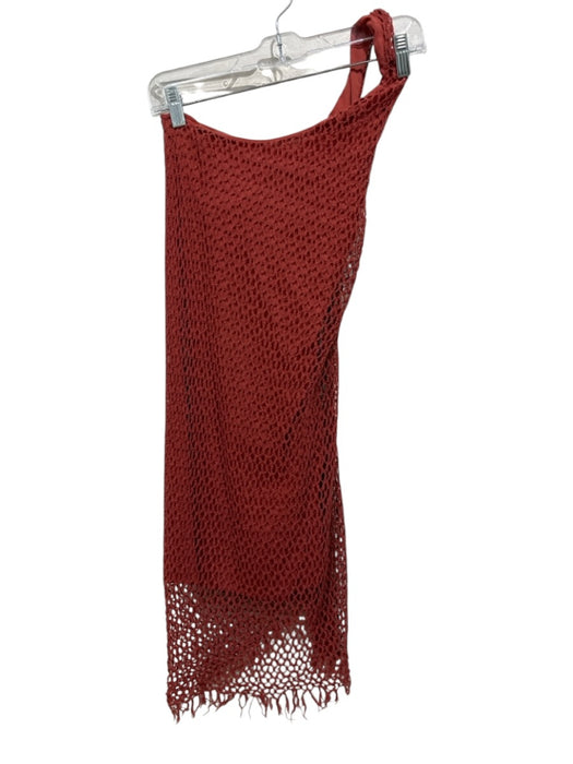 IRO Size 34 Burnt Orange Cotton Blend Netting Overlay One Shoulder Dress Burnt Orange / 34