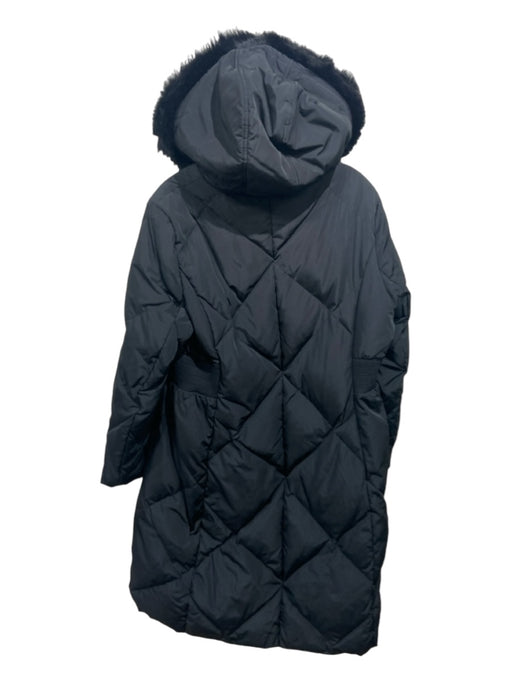 Cole Haan Size XXL Black Polyester Long Sleeve Fur Hood Zip Up Long Coat Black / XXL