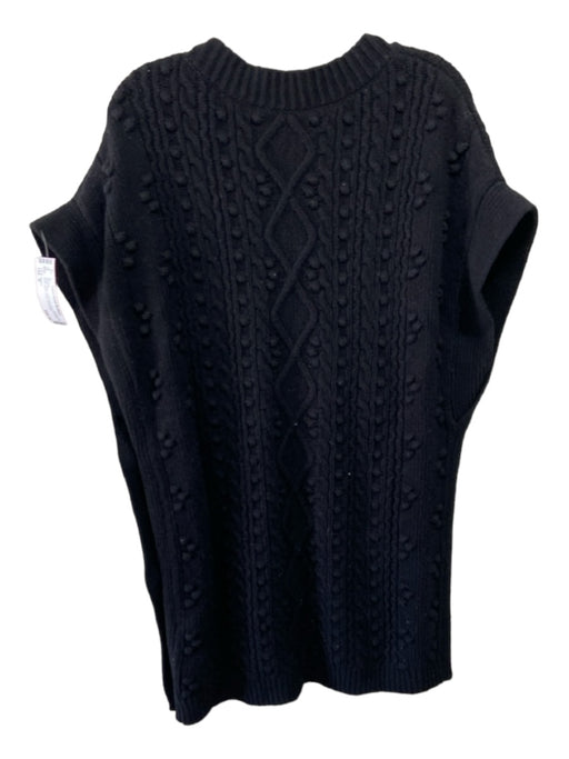 Ba&sh Size M Black Wool Cable Knit Drop Shoulder V Neck Button Sides Sweater Black / M