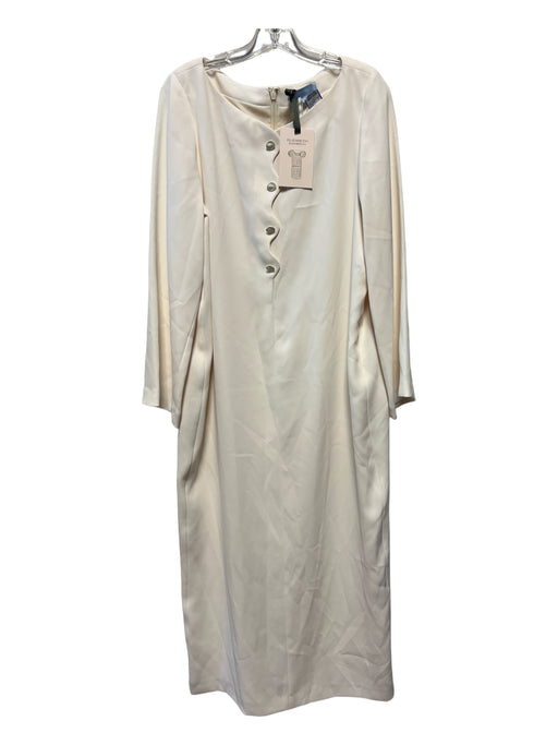 Antonio Melani Size 8 Cream Polyester Long Sleeve Scallop Detail Maxi Dress Cream / 8