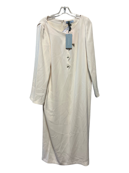 Antonio Melani Size 6 Cream Polyester Long Sleeve Scallop Detail Maxi Dress Cream / 6