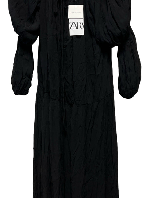 Zara Size M Black Viscose Off Shoulder Maxi Dress Black / M