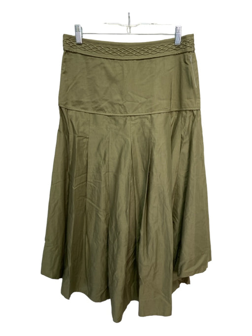 Merlette Size 10 Green Cotton Side Zip Embroider Detailing Pleated Skirt Green / 10