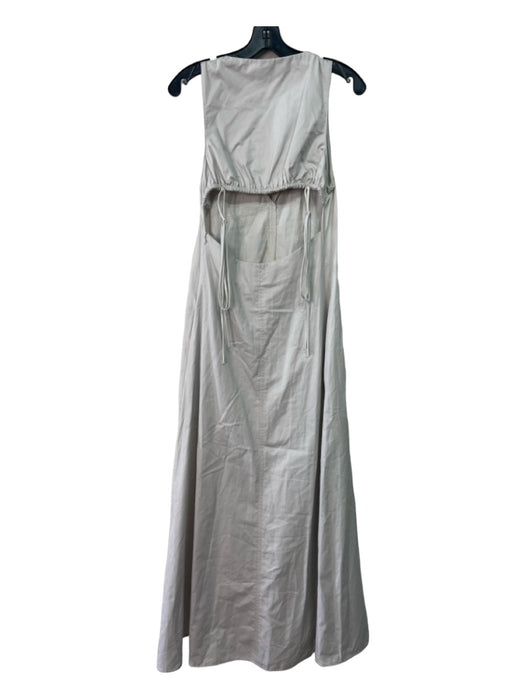 Zara Size S Light Gray Cotton V Neck Open Back Maxi Sleeveless Dress Light Gray / S