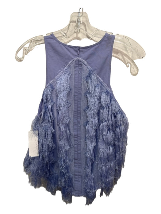 Ganni Size 36/XS Lavender Purple Polyester Fringe High Round Neck Sleeveless Top Lavender Purple / 36/XS