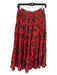 Ulla Johnson Size 2 Red Print Cotton Floral Tiered Midi Side Zip Skirt Red Print / 2
