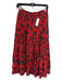 Ulla Johnson Size 2 Red Print Cotton Floral Tiered Midi Side Zip Skirt Red Print / 2
