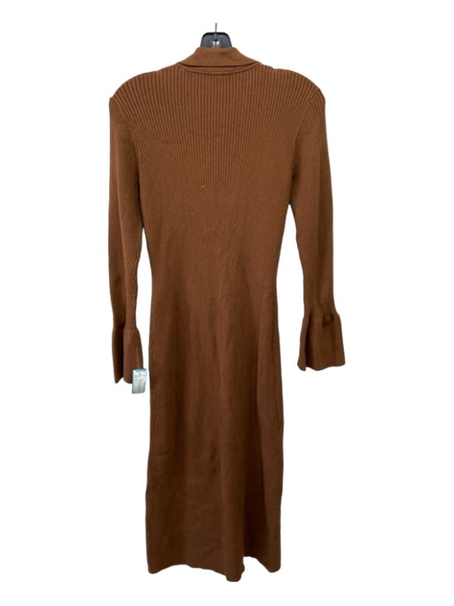 Rails Size S Brown Cotton Blend Ribbed Collared Button Up Long Sleeve Midi Dress Brown / S