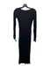 Zara Size S Black Viscose Blend Ribbed Long Sleeve Front Slit Midi Dress Black / S