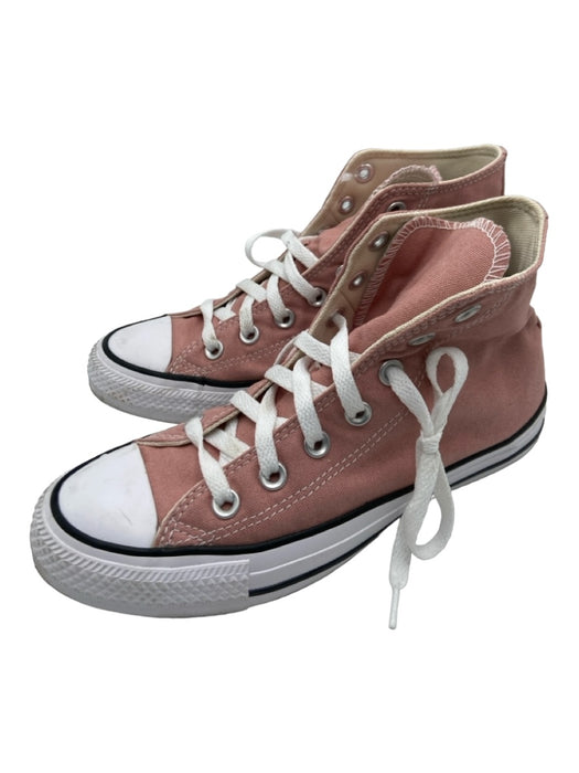 Converse Shoe Size 6.5 Pink White Canvas High Top lace up Round Toe Labels Resale Boutique