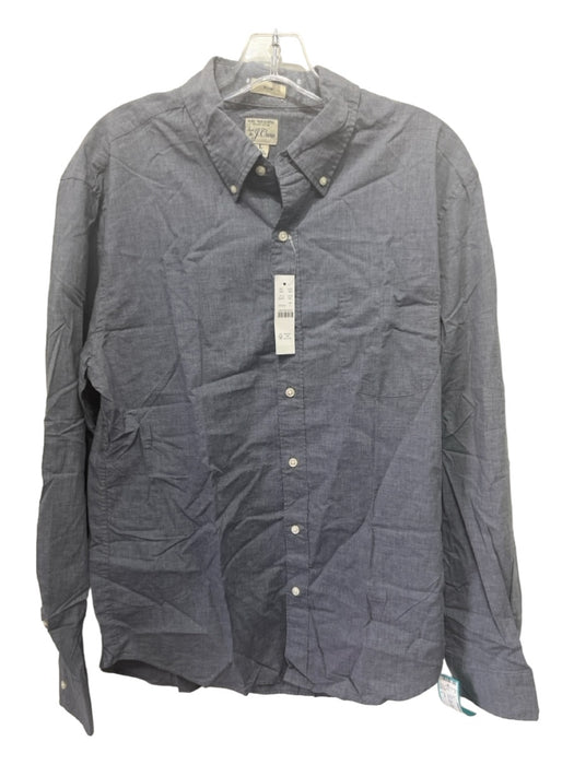 J Crew Size L Gray Cotton Collared Button Up Long Sleeve Breast Pocket Top Gray / L