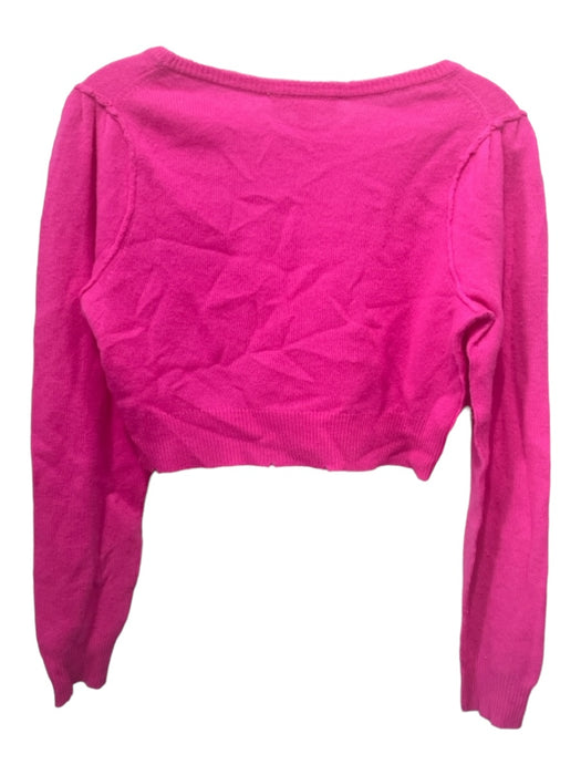 Loveshackfancy Size XS Hot pink Wool & Cashmere Puff Shoulder Crop Knit Sweater Hot pink / XS