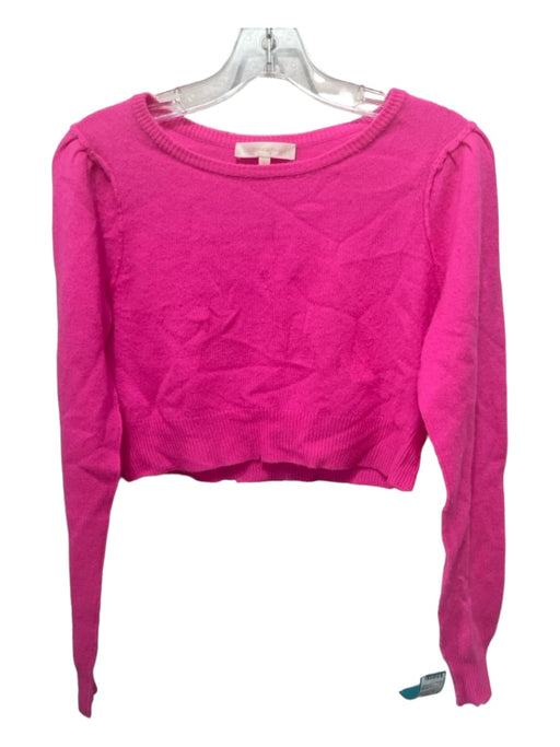 Loveshackfancy Size XS Hot pink Wool & Cashmere Puff Shoulder Crop Knit Sweater Hot pink / XS