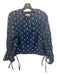 Fragonard Size S Navy & Multi Cotton Printed V Neck Long Sleeve Top Navy & Multi / S