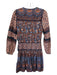 Sea New York Size XS/4 Navy, Blue, Brown Cotton Half Button Long Sleeve Dress Navy, Blue, Brown / XS/4