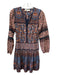 Sea New York Size XS/4 Navy, Blue, Brown Cotton Half Button Long Sleeve Dress Navy, Blue, Brown / XS/4