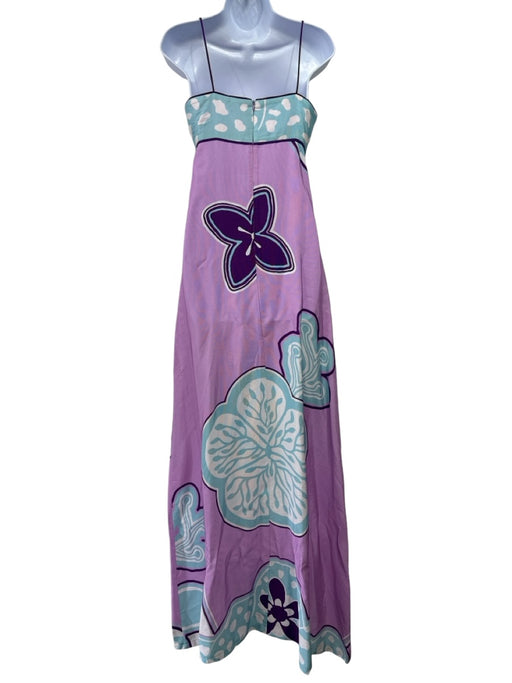 Alexis Size XS Purple, Blue, White Rayon Spaghetti Strap Floral Maxi Dress Purple, Blue, White / XS