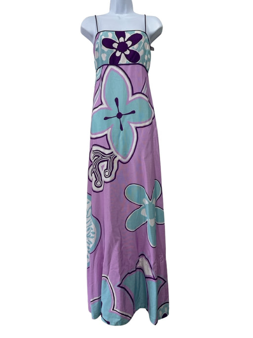 Alexis Size XS Purple, Blue, White Rayon Spaghetti Strap Floral Maxi Dress Purple, Blue, White / XS