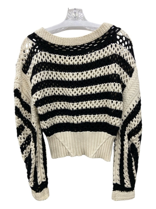 Zara Size S Black & Cream Cotton Open Knit Wide Neck Long Sleeve Sweater Black & Cream / S