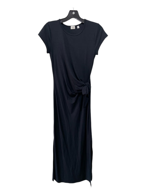 Wilfred Size S Black Viscose Round Neck Cap Sleeve Tie Waist Maxi Dress Black / S