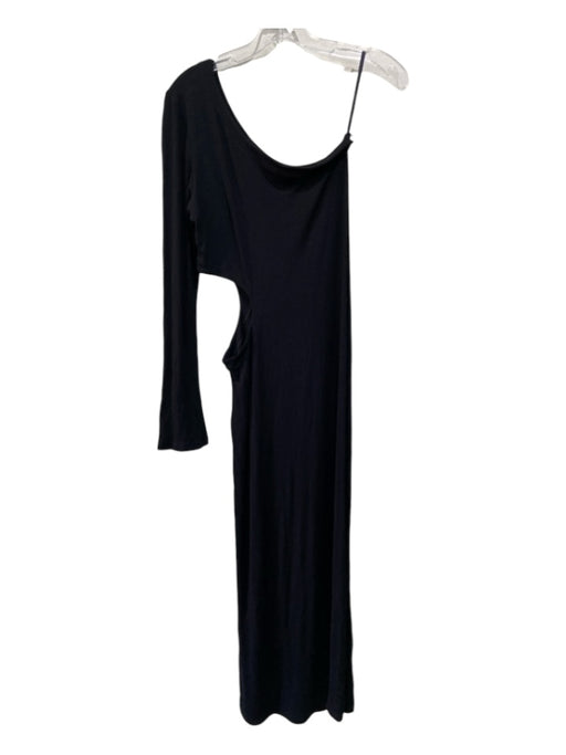 LNA Size M Black Rayon Side Cut Out One Long Sleeve Maxi Dress Black / M