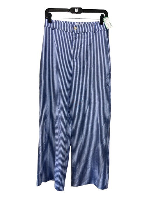 Sugar + Lips Size M Blue & White Cotton Blend Vertical Stripes Wide Leg Pants Blue & White / M