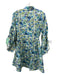 Alemais Size 2 Green, Blue, White Cotton Floral Button Down 3/4 Sleeve Dress Green, Blue, White / 2