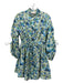 Alemais Size 2 Green, Blue, White Cotton Floral Button Down 3/4 Sleeve Dress Green, Blue, White / 2