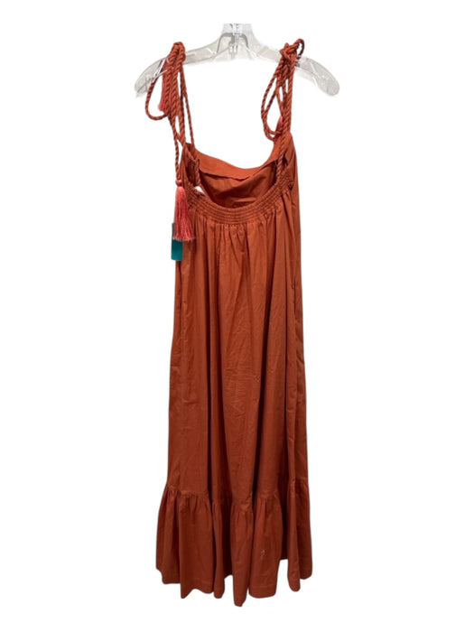 Andres Otalora Size 4 Orange Cotton Spaghetti Strap Rope Design Tassel Dress Orange / 4